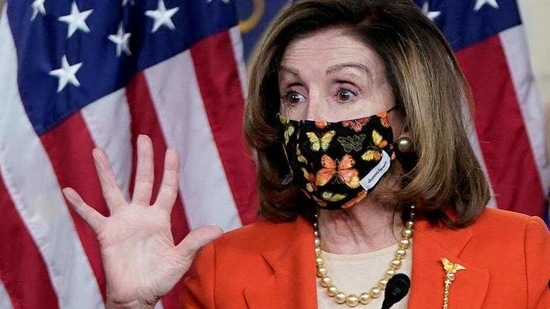 US House Speaker Nancy Pelosi attends her weekly news conference at the Capitol in Washington, DC on January 15, 2021. (REUTERS)