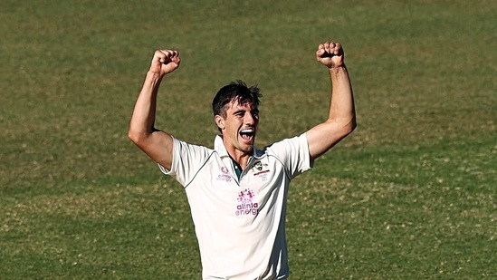 Australia's Pat Cummins celebrates. Australia's Pat Cummins celebrates.