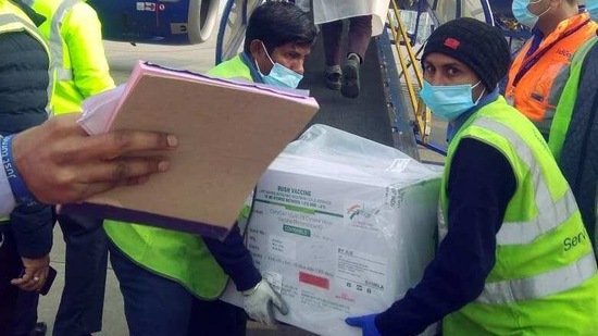 A consignment of 93,000 doses of Covid-19 vaccine had reached the state capital on Thursday.(ANI) A consignment of 93,000 doses of Covid-19 vaccine had reached the state capital on Thursday.(ANI)