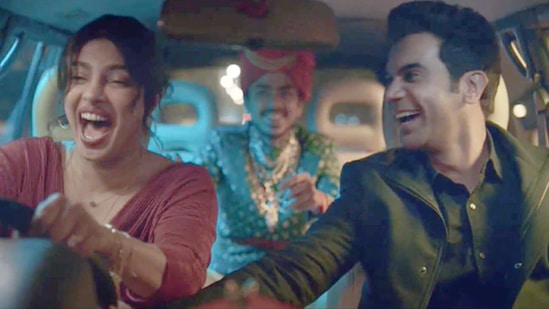 Priyanka Chopra, Adarsh Gourav and Rajkummar Rao in a still from The White Tiger.