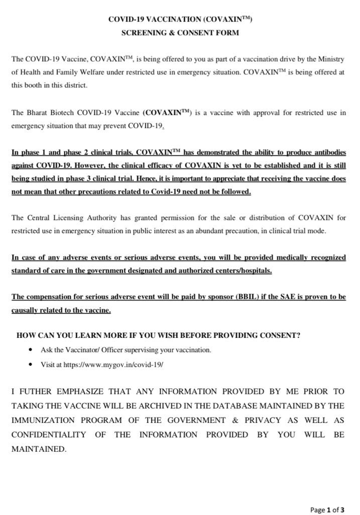 Consent form for Covaxin Consent form for Covaxin