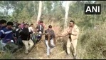 The python was rescued from the Khair area of Aligarh district.(Twitter/@ANINewsUP) The python was rescued from the Khair area of Aligarh district.(Twitter/@ANINewsUP)