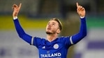 Leicester's James Maddison celebrates after scoring the opening goal during the English Premier League soccer match between Leicester City and Southampton at the King Power Stadium.(AP) Leicester's James Maddison celebrates after scoring the opening goal during the English Premier League soccer match between Leicester City and Southampton at the King Power Stadium.(AP)