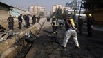 Afghan firefighters work at the site of a bombingh attack in Kabul, Afghanistan, Sunday, Jan. 10, 2021. A roadside bomb exploded in Afghanistan's capital Sunday, killing at least a few people in a vehicle, the latest attack to take place even as government negotiators are in Qatar to resume peace talks with the Taliban. (AP Photo/Rahmat Gul)(AP) Afghan firefighters work at the site of a bombingh attack in Kabul, Afghanistan, Sunday, Jan. 10, 2021. A roadside bomb exploded in Afghanistan's capital Sunday, killing at least a few people in a vehicle, the latest attack to take place even as government negotiators are in Qatar to resume peace talks with the Taliban. (AP Photo/Rahmat Gul)(AP)