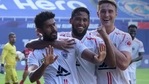 NEUFC doubled their lead the second half through Deshorn Brown before Peter Hartley reduced the deficit for Jamshedpur.(ISL) NEUFC doubled their lead the second half through Deshorn Brown before Peter Hartley reduced the deficit for Jamshedpur.(ISL)