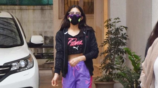 Sara Ali Khan seen at a dubbing studio in Mumbai on Sunday.