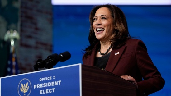 FILE - In this Tuesday, Nov. 24, 2020 file photo, Vice President-elect Kamala Harris speaks as she and President-elect Joe Biden introduce their nominees and appointees to key national security and foreign policy posts at The Queen theater, in Wilmington, Del. Vice President-elect Kamala Harris will be sworn in by Justice Sonia Sotomayor on Wednesday, Jan. 20, 2021, a history-making event in which the first Black, South Asian and female vice president will take her oath of office from the first Latina justice. (AP Photo/Carolyn Kaster, File)(AP) FILE - In this Tuesday, Nov. 24, 2020 file photo, Vice President-elect Kamala Harris speaks as she and President-elect Joe Biden introduce their nominees and appointees to key national security and foreign policy posts at The Queen theater, in Wilmington, Del. Vice President-elect Kamala Harris will be sworn in by Justice Sonia Sotomayor on Wednesday, Jan. 20, 2021, a history-making event in which the first Black, South Asian and female vice president will take her oath of office from the first Latina justice. (AP Photo/Carolyn Kaster, File)(AP)