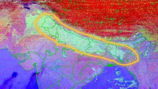 INSAT 3DR image from IMD of fog layer at 5.45 am on Sunday (Photo courtesy-IMD) INSAT 3DR image from IMD of fog layer at 5.45 am on Sunday (Photo courtesy-IMD)