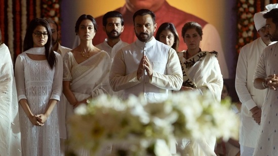Actors Saif Ali Khan, Dimple Kapadia and others are seen in a still from web series Tandav, 