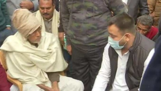 RJD leader Tejashwi Yadav with family of murdered IndiGo Patna station's manager. (ANI Photo ) RJD leader Tejashwi Yadav with family of murdered IndiGo Patna station's manager. (ANI Photo )