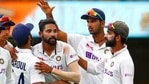 India's Mohammed Siraj s congratulated by teammates after taking his fifth wicket during play on day four of the fourth cricket Test between India and Australia at the Gabba, Brisbane(AP) India's Mohammed Siraj s congratulated by teammates after taking his fifth wicket during play on day four of the fourth cricket Test between India and Australia at the Gabba, Brisbane(AP)