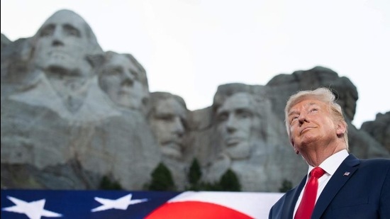 US President Donald Trump arrives for the Independence Day events at Mount Rushmore National Memorial in Keystone, South Dakota, on July 3, 2020. (AFP file) US President Donald Trump arrives for the Independence Day events at Mount Rushmore National Memorial in Keystone, South Dakota, on July 3, 2020. (AFP file)