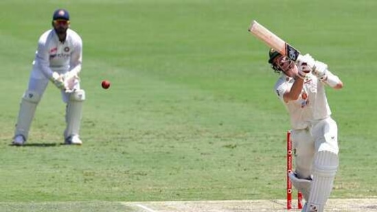 Australia's Steve Smith reacts as he bats during play on day four of the fourth cricket test between India and Australia at the Gabba, Brisbane, Australia, Monday, Jan. 18, 2021. (AP Photo/Tertius Pickard)(AP) Australia's Steve Smith reacts as he bats during play on day four of the fourth cricket test between India and Australia at the Gabba, Brisbane, Australia, Monday, Jan. 18, 2021. (AP Photo/Tertius Pickard)(AP)