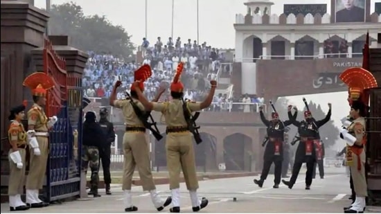 The beating the retreat ceremony, a coordinated drill of the Border Security Force and Pakistan Rangers, was held on Independence Day last year without any spectators. (PTI file photo) The beating the retreat ceremony, a coordinated drill of the Border Security Force and Pakistan Rangers, was held on Independence Day last year without any spectators. (PTI file photo)