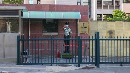 According to the official media here, 11 Chinese regions are under de facto lockdown amid the relapse of the coronavirus infections. In picture - Indian embassy in Beijing.(AFP) According to the official media here, 11 Chinese regions are under de facto lockdown amid the relapse of the coronavirus infections. In picture - Indian embassy in Beijing.(AFP)