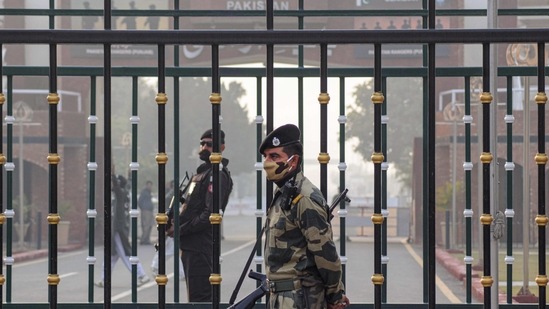 Since March 7 public was not allowed at the Attari border due to Covid-19 restrictions.(PTI) Since March 7 public was not allowed at the Attari border due to Covid-19 restrictions.(PTI)