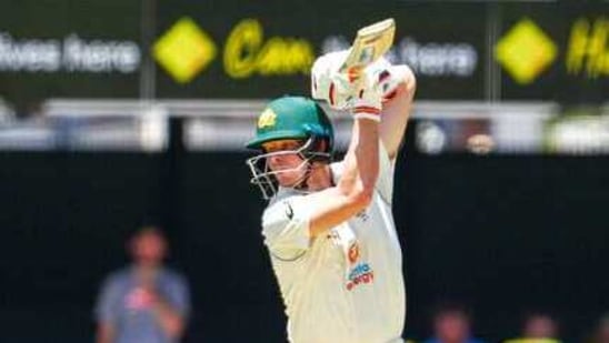 Australia's Steve Smith bats during play on the first day of the fourth cricket test between India and Australia at the Gabba, Brisbane(AP)