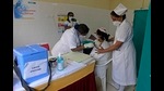 A medical worker inoculates a nurse with a Covid-19 coronavirus vaccine, Osmania General Hospital, Hyderabad, January 18, 2021. (AFP) A medical worker inoculates a nurse with a Covid-19 coronavirus vaccine, Osmania General Hospital, Hyderabad, January 18, 2021. (AFP)