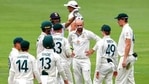 Australia's Nathan Lyon, centre, reacts as his video review is rejected during play on the final day of the fourth cricket test between India and Australia at the Gabba, Brisbane, Australia, Tuesday, Jan. 19, 2021. (AP Photo/Tertius Pickard)(AP) Australia's Nathan Lyon, centre, reacts as his video review is rejected during play on the final day of the fourth cricket test between India and Australia at the Gabba, Brisbane, Australia, Tuesday, Jan. 19, 2021. (AP Photo/Tertius Pickard)(AP)