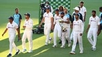 Indian players celebrate with their trophy after defeating Australia by three wickets on the final day of the fourth cricket Test at the Gabba, Brisbane(AP) Indian players celebrate with their trophy after defeating Australia by three wickets on the final day of the fourth cricket Test at the Gabba, Brisbane(AP)