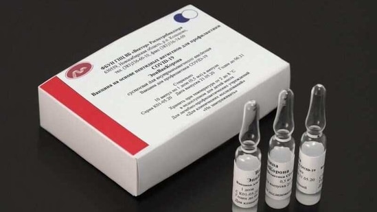A view shows vials with EpiVacCorona vaccine against the coronavirus disease (COVID-19), developed by the Novosibirsk Region based Vector state research institute under Rospotrebnadzor service, in this undated handout photo at an unknown location in Russia. (REUTERS)