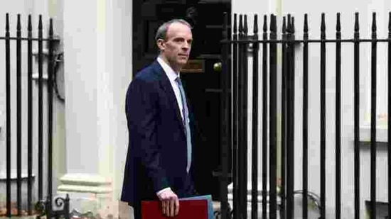 Britain's Foreign Affairs Secretary Dominic Raab arrives at Downing Street, in London. (REUTERS) Britain's Foreign Affairs Secretary Dominic Raab arrives at Downing Street, in London. (REUTERS)