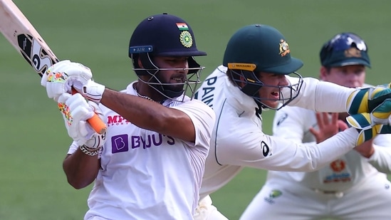 India's batsman Rishabh Pant plays a shot on day five of the fourth cricket Test match between Australia and India at The Gabba in Brisbane. (AFP)