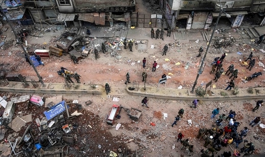 Communal violence had broken out in northeast Delhi on February 24 last year after clashes between citizenship law supporters and protesters spiraled out of control leaving at least 53 people dead and around 200 injured.(AFP) Communal violence had broken out in northeast Delhi on February 24 last year after clashes between citizenship law supporters and protesters spiraled out of control leaving at least 53 people dead and around 200 injured.(AFP)