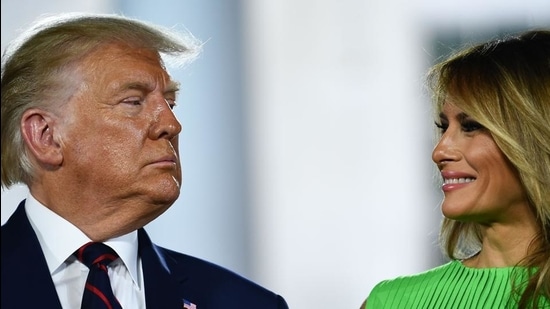 US First Lady Melania Trump smiles to US President Donald Trump at theWhite House on August 27, 2020 . (AFP file) US First Lady Melania Trump smiles to US President Donald Trump at theWhite House on August 27, 2020 . (AFP file)