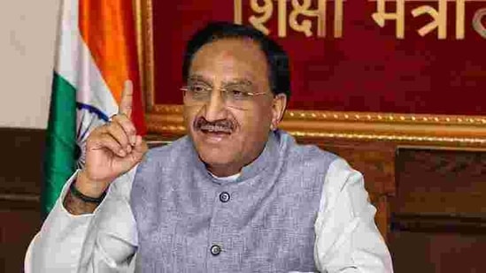 Union Education Minister Ramesh Pokhriyal ‘Nishank’(PTI) Union Education Minister Ramesh Pokhriyal ‘Nishank’(PTI)