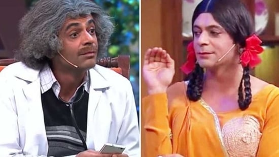 Sunil Grover as Dr Mashoor Gulati (L) and Gutthi