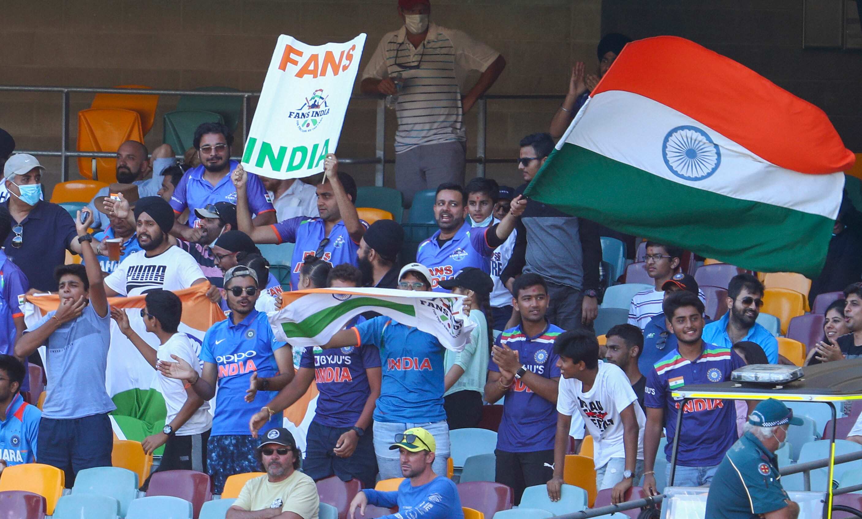 India fans celebrate as Ajinkya Rahane-led Team India beat Australia in the 4th Test in Brisbane by 3 wickets.
