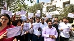 BJP leader Ram Kadam and party workers protest against Amazon Prime over its show 'Tandav', in Mumbai on Monday.(ANI Photo) BJP leader Ram Kadam and party workers protest against Amazon Prime over its show 'Tandav', in Mumbai on Monday.(ANI Photo)
