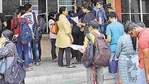 Students at college counter (Anupam Prashant Minz/HT PHOTO) Students at college counter (Anupam Prashant Minz/HT PHOTO)