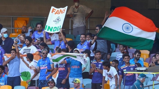 Indian fans cheer their team during play on the final day of the fourth cricket test between India and Australia at the Gabba, Brisbane.(AP) Indian fans cheer their team during play on the final day of the fourth cricket test between India and Australia at the Gabba, Brisbane.(AP)