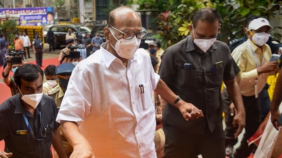 Mumbai: Nationalist Congress Party (NCP) Chief Sharad Pawar arrives for his 80th birthday celebration, organised by party workers in Mumbai, Saturday, Dec. 12, 2020. (PTI Photo/Shashank Parade)(PTI12-12-2020_000109B)(PTI) Mumbai: Nationalist Congress Party (NCP) Chief Sharad Pawar arrives for his 80th birthday celebration, organised by party workers in Mumbai, Saturday, Dec. 12, 2020. (PTI Photo/Shashank Parade)(PTI12-12-2020_000109B)(PTI)