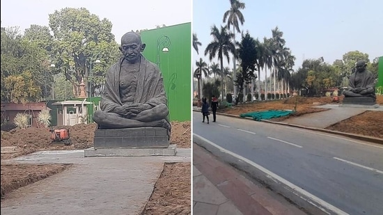 The statue has been shifted and placed in a small lawn near the gate used exclusively by the Speaker to reach his office. (ANI) The statue has been shifted and placed in a small lawn near the gate used exclusively by the Speaker to reach his office. (ANI)