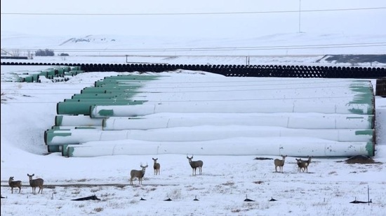 A depot used to store pipes for Transcanada Corp's planned Keystone XL oil pipeline is seen in Gascoyne, North Dakota. (REUTERS) A depot used to store pipes for Transcanada Corp's planned Keystone XL oil pipeline is seen in Gascoyne, North Dakota. (REUTERS)