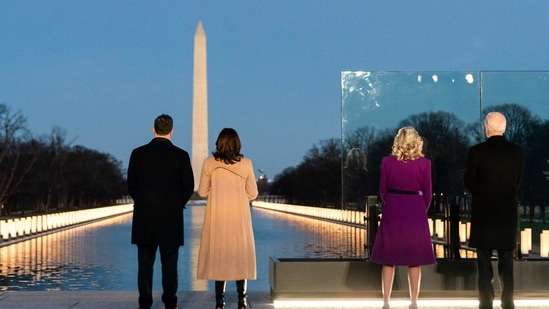 Kamala Harris at the Lincoln Memorial at the National Mall in Washington.(@KamalaHarris/Twitter Photo )