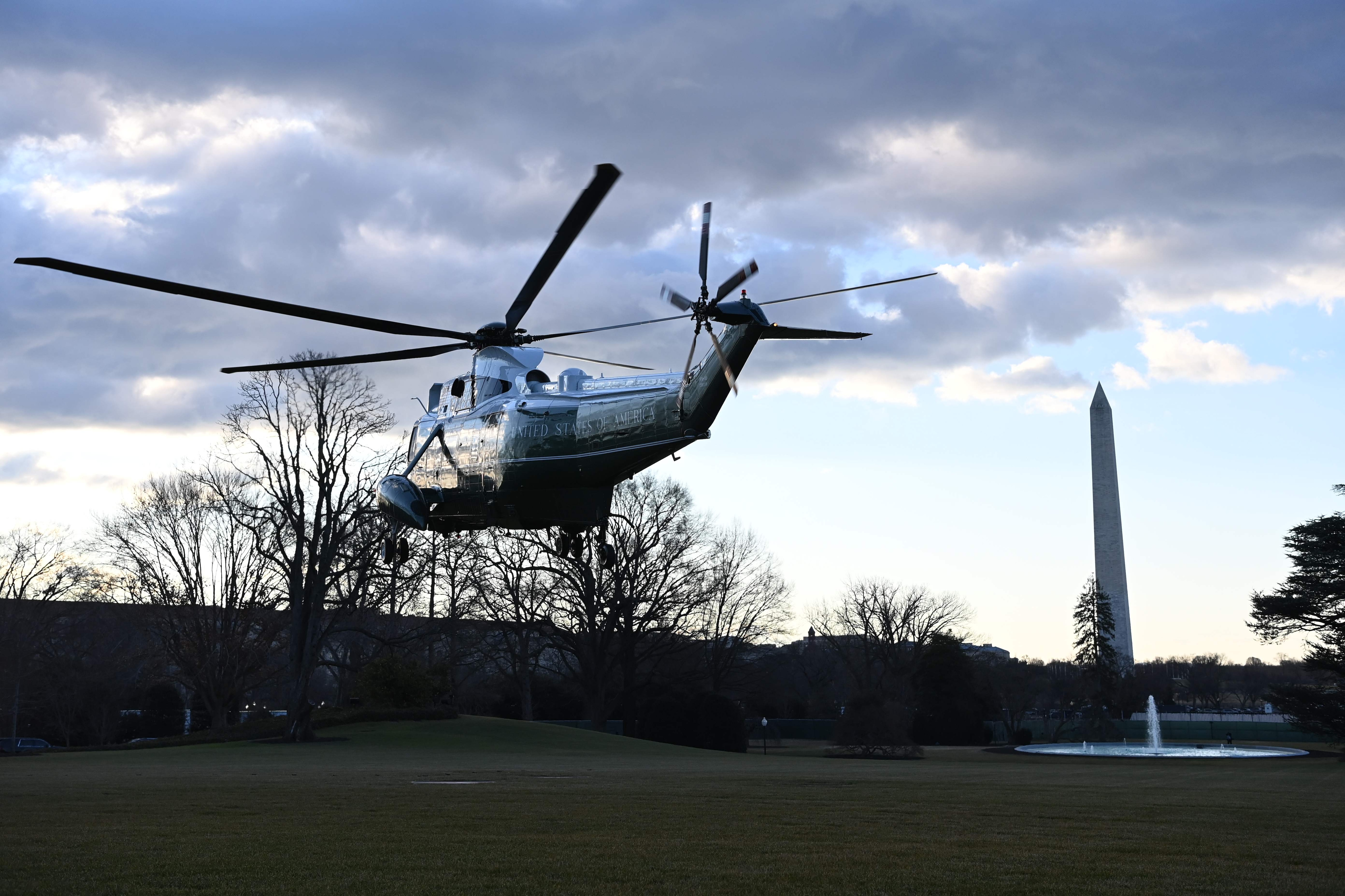 Marine One with US President Donald Trump and First Lady Melania Trump departs the White House in Washington, DC.  (AFP)
