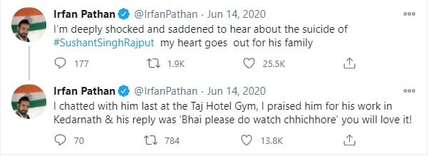 A screengrab of Irfan Pathan's tweet.