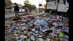 In some places, garbage has not been picked up since January 1. (Keshav Singh/HT) In some places, garbage has not been picked up since January 1. (Keshav Singh/HT)