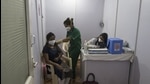 A healthcare worker gets the Covid-19 vaccine shot at the BKC vaccination centre on January 16. (HT FILE) A healthcare worker gets the Covid-19 vaccine shot at the BKC vaccination centre on January 16. (HT FILE)