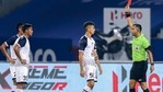 Referee gives a red card to Ajay Chhetri of SC East Bengal during the Indian Super League match between Chennaiyin FC and SC East Bengal at GMC Stadium Bambolim in Goa(PTI) Referee gives a red card to Ajay Chhetri of SC East Bengal during the Indian Super League match between Chennaiyin FC and SC East Bengal at GMC Stadium Bambolim in Goa(PTI)