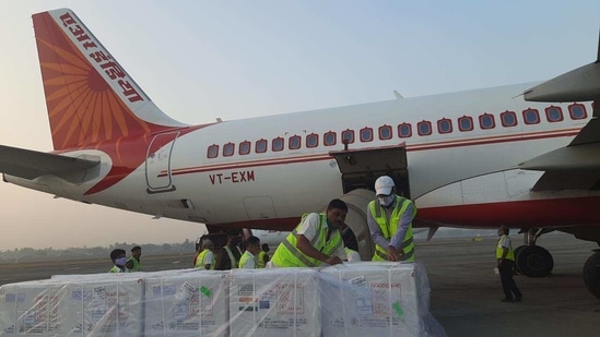 Two Indian flights carried two million doses of Covishield to Dhaka and one million doses to Kathmandu on Thursday. (MEA) Two Indian flights carried two million doses of Covishield to Dhaka and one million doses to Kathmandu on Thursday. (MEA)