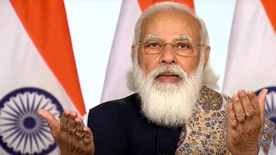 **EDS: VIDEO GRAB FROM OFFICIAL YOUTUBE CHANNEL OF PM MODI** New Delhi: Prime Minister Narendra Modi virtually launches pan-India rollout of COVID-19 vaccination drive, in New Delhi, Saturday, Jan. 16, 2021. (PTI Photo)(PTI01_16_2021_000040B)(PTI) **EDS: VIDEO GRAB FROM OFFICIAL YOUTUBE CHANNEL OF PM MODI** New Delhi: Prime Minister Narendra Modi virtually launches pan-India rollout of COVID-19 vaccination drive, in New Delhi, Saturday, Jan. 16, 2021. (PTI Photo)(PTI01_16_2021_000040B)(PTI)