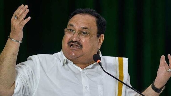 Nadda said that the BJP had set an example of how a political party can “effectively work as a potent tool of social service and help people in times of need”.(PTI) Nadda said that the BJP had set an example of how a political party can “effectively work as a potent tool of social service and help people in times of need”.(PTI)