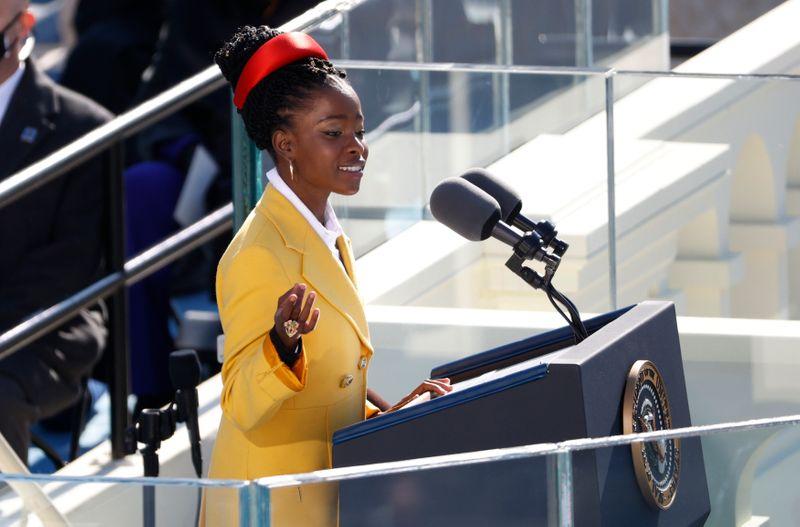 National youth poet laureate Amanda Gorman speaks during the inauguration of Joe Biden as the 46th President of the United States on the West Front of the U.S. Capitol in Washington, U.S., January 20, 2021.(Reuters)