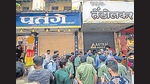 Shops being sealed after the order at Lalbaug. (Pratik Chorge/HT) Shops being sealed after the order at Lalbaug. (Pratik Chorge/HT)