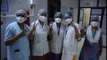 Health workers at Civil hospital, Thane. The Thane Municipal Corporation has immunised only 57.75 per cent beneficiaries. (Praful Gangurde/HT photo) Health workers at Civil hospital, Thane. The Thane Municipal Corporation has immunised only 57.75 per cent beneficiaries. (Praful Gangurde/HT photo)